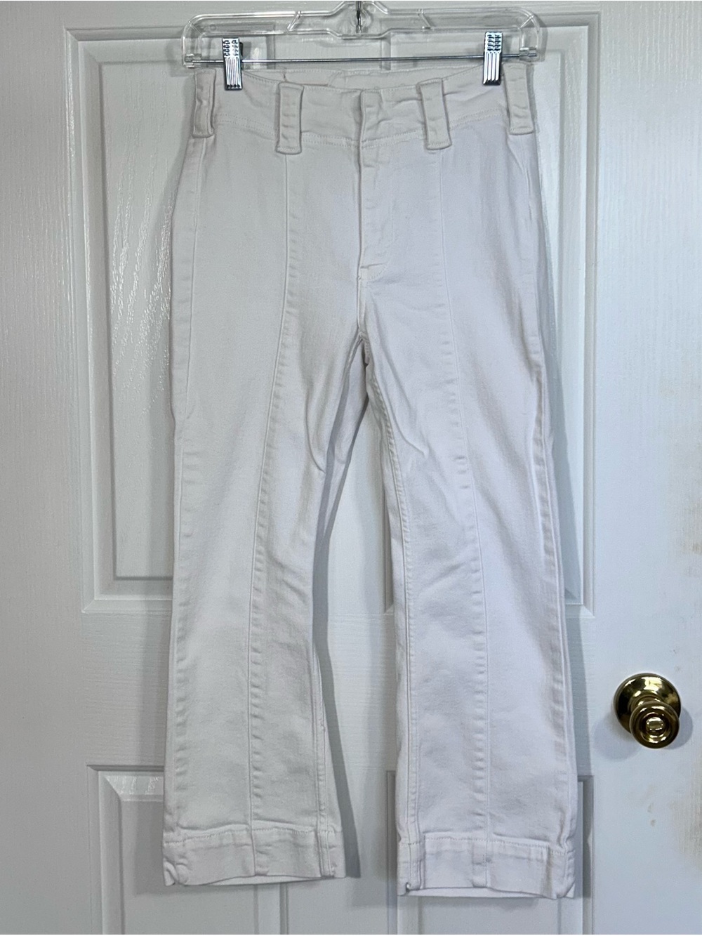 PILCRO The Blanche White Seamed High Rise Kick Flare Cropped Denim Jeans Size 25